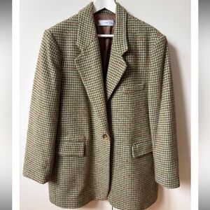 NWT Mango Brown and Blue Houndstooth Blazer